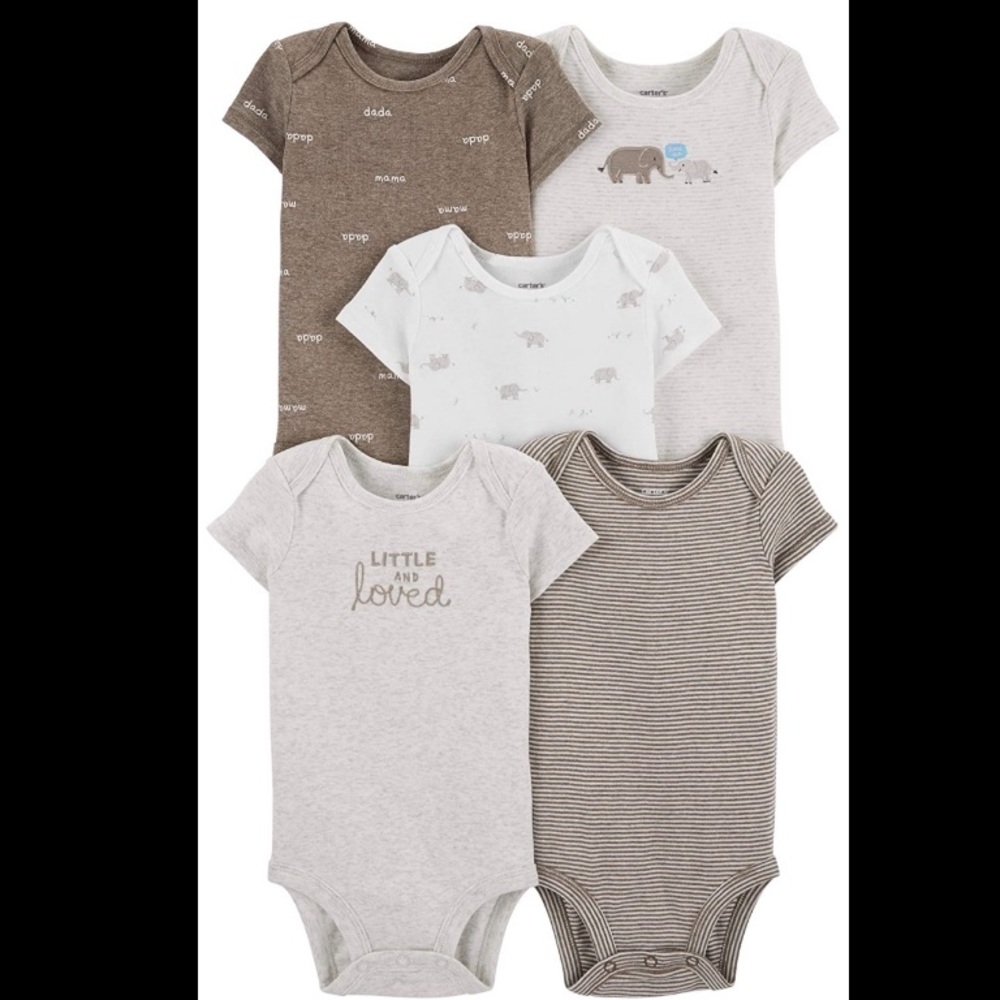 Carter’s Baby Boys 5-Pack Short Sleeve Bodysuits.